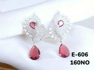 À la mode élégant rhodium plaqué or Rose en laiton boucles d'oreilles perle Accents pour la fête nuptiale porter parfait cadeau de mariage fiançailles - Product Image 1