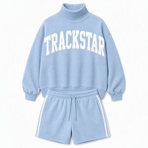ชุดเสื้อแขนยาวและกางเกงขาสั้นลายโลโก้ Trackstar สำหรับผู้หญิง รุ่น TS-SET-054 - Product Image 1