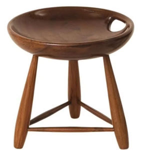 Durable Vintage Modernist <b>Wood</b> <b>Stools</b> with Carved Handles for Home <b>Bar</b> Bedroom Workshop Farmhouse Mall & Outdoor Use - Product Image 3