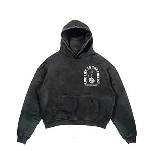 Sweats à capuche avec logo personnalisé 350GSM Sweat à capuche unisexe de haute qualité anti-rétrécissement poids lourd oversize sans ficelle en coton polaire Sweats à capuche pour hommes - Product Image 5