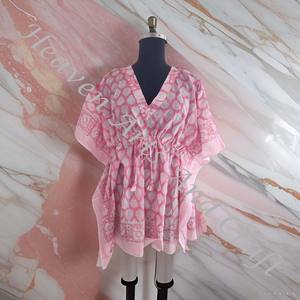 Kaftan indien imprimé en coton fait main KFCS179 Abaya Kaftan Caftan arabe Jalabiya Dubai Fashion Hand Block Print - Product Image 2