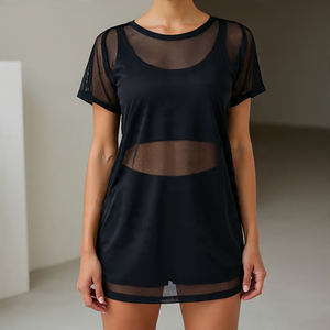 Niñas Sexy Ligero Transpirable Ecológico Poliéster/Algodón Malla Tank Tops O-cuello de secado rápido de gran tamaño - Product Image 1