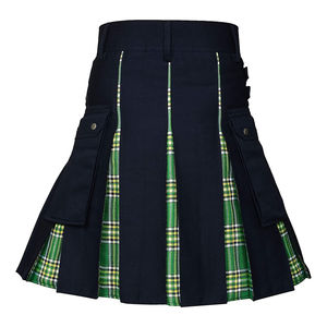 Kilt utilitaire en tartan personnalisé pour homme avec sangles en cuir hybride, prix d'usine, service OEM disponible - Product Image 1