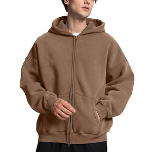 Conjuntos Deportivos Extra Grandes con Lavado Ácido a Precio Económico, Pantalones Deportivos Desgastados con Bordado, Sudaderas con Capucha y Cremallera para Hombre con Lavado Ácido - Product Image 1