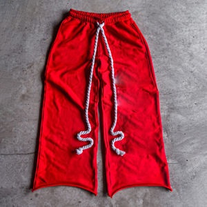 Pantalon de survêtement en coton délavé personnalisé Pantalon de survêtement baggy surdimensionné à jambes larges avec strass pour hommes avec service personnalisé OEM - Product Image 1