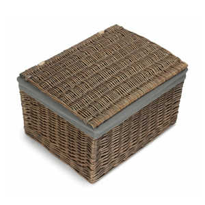 Panier de rangement en osier antique avec doublure en coton lavé, produit d'organisation vintage élégant pour la maison - Product Image 2