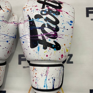 Fairtex <b>White</b> Color Droplet Design Mauy Thai Leather Boxing Gloves <b>Lace</b>-Up Closure Breathable UV Protection for Gym Training - Product Image 6