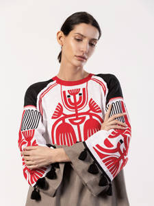 Nouveau design brodé, meilleur modèle, robe folklorique ukrainienne ethnique, robe d'été de style bohème en lin naturel avec décoration de pompon - Product Image 6