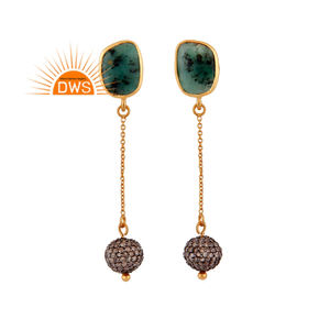 Último diseño de plata esterlina 18K chapado en oro diamante natural y piedra preciosa Esmeralda pendientes colgantes Demi joyería fina fabricante - Product Image 1