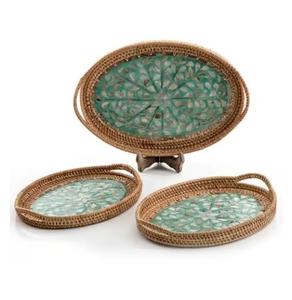 Plateau de service moderne au design luxueux avec côtés en jute Poignées décoratives de qualité supérieure pour le service de table de Noël - Product Image 4