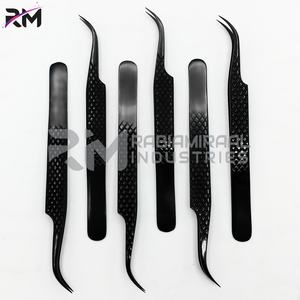 RMI Régulier 45 Degrés Point Courbé Plein Shin Noir Plasma Cils Pince À Cils Diamant Grip Set - Product Image 4