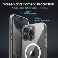Coque de téléphone magnétique de charge sans fil anti-jaune transparente TPU + PC Strong N52 antichoc pour iPhone 16 15 14 Pro Max