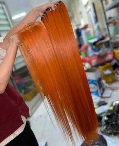 Paquetes de color naranja recto de hueso de cabello crudo de la mejor calidad con cierre para hacer pelucas de cabello humano real - Product Image 2