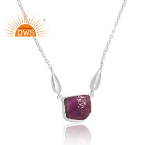 Pendentif en pierre d'améthyste naturelle, nouvelle collection de bijoux artisanaux, coupe rugueuse et en argent fin, collier de créateur - Product Image 2