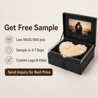 Kotak hadiah Video LCD 7 "HD, dioperasikan atau kontrol Magnet karton LCD pemutar otomatis untuk bunga