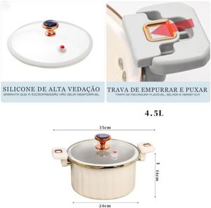 <span class=keywords><strong>Olla</strong></span> de Micro Presión de Aluminio Fundido a Presión con Revestimiento Cerámico Antiadherente y Asas con Cierre Deslizante para Cocinar - Product Image 6