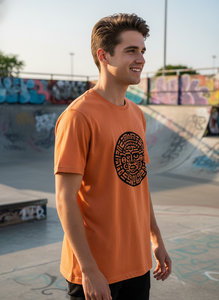 T-shirt homme bleu clair à manches courtes, imprimé numérique tribal géométrique, col rond, coupe classique, décontracté, en jersey de coton respirant - Product Image 3