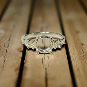 2025 Round Double Accented Sterling Silver Ring Setting Pre Notched Blank Ring For 8mm <b>Stones</b> DIY Blank Jewelry Making Supplies - Product Image 4