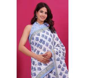 Meilleure vente coton Malmal imprimé à la main Saree élégant vêtements de fête pour femmes belles couleurs pour l'été indien pakistanais vêtements - Product Image 2