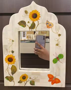 Miroir mural décoratif moderne en os incrusté, écologique et de haute qualité, avec épaisseur personnalisable pour salle de bain - Product Image 4