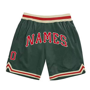 Short de basket-ball personnalisé de style rétro pour hommes avec nom et numéro d'équipe imprimés en tissu maillé Short de sport - Product Image 4