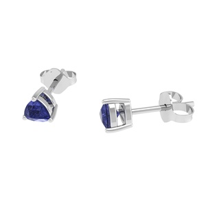 Orecchini a Perno Classici in Argento Sterling 925 con Tanzanite Taglio Trillion da 3,5mm, Geometrici in Oro Rosa con Pietra Naturale - Product Image 2