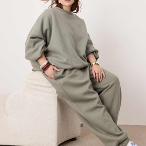 ชุดสเวตเตอร์คอตตอนผสมสำหรับผู้หญิงพร้อมสเวตเชิ้ตและกางเกงจ็อกเกอร์แบบสวมหัวสำหรับการเดินทางเลานจ์สบายๆและแฟชั่นลำลอง - Product Image 3