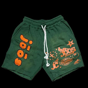 Vente en gros Short de grande qualité pour hommes avec ourlet délavé à l'acide sans broderie de détresse et lettres avec poches croisées OEM vêtements d'été de style vintage - Product Image 4