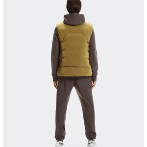 Zipper Puffer Vest Winter Formal Style Breathable Polyester Paisley Pattern Unisex Front Logo - Product Image 2