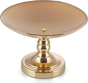 Bol de rangement à grande hauteur or Plat rond moderne élégant avec bord dentelé Bol métallique pour la maison ou le bureau Déco de Noël - Product Image 2