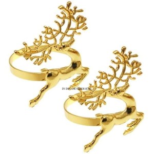 Anneaux de serviette de luxe de haute qualité en aluminium moulé plaqué or de qualité supérieure pour la célébration de Noël à bas prix - Product Image 4