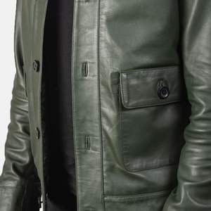 Chaqueta Bomber de Piel de Oveja de Primera Calidad para Hombre con Diseño Ecológico y Botones Frontales con Logotipo - Product Image 6