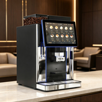Máquina de Café Comercial TCN, Molinillo de Granos, Máquina de Espresso con Función de Espuma de Leche, Pantalla Táctil Inteligente para Hotel