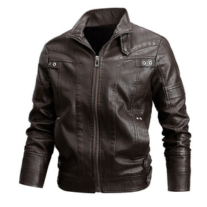 Chaquetas de cuero personalizadas con cierre de cera Faux Biker Riding Motorcycle Moto hombres chaqueta de cuero para hombres - Product Image 3
