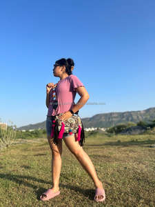 สินค้ามาใหม่ rajasthani แฮนด์เมดแท้ผู้หญิงชนเผ่าผ้าฝ้ายหลายสี Boho hippie หนังนิ่มพู่ห้อยกระเป๋า Banjara - Product Image 2