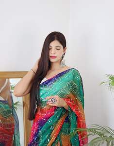 ÚLTIMO DISEÑADOR CHIFFON MUTI BADHANI IMPRESO SECUENCIA SAREE - Product Image 5