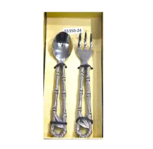 Conjunto de colher e garfo para bebês, conjunto de metal banhado a níquel prateado, utensílios de mesa com qualidade premium