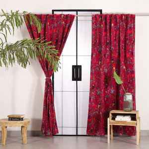 À la main Rose Pêche Oiseau Imprimer Velours Coton Vintage Rideaux Blackout Fenêtre Suspendus pour La Maison Chambre Décor Usine À Faible Coût - Product Image 1