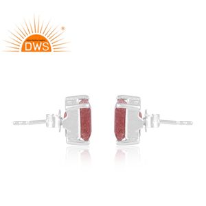 Gran Venta de pendientes de plata de ley fina, piedra preciosa Natural fresa de cuarzo, fabricante de joyería personalizada - Product Image 3