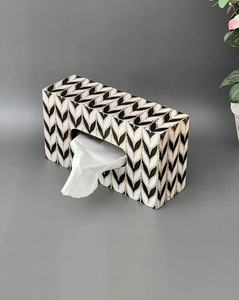 กล่องใส่กระดาษทิชชูทำมือจาก MDF เรซิ่น ลายดอกไม้ ประดับงานมีนา สำหรับบ้าน โรงแรม ร้านอาหาร ดีไซน์ทันสมัย - Product Image 1