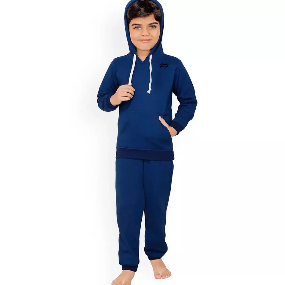 Personalizza il Set invernale per bambini in tinta unita Street Wear tute per bambini Junior Zip felpa con cappuccio e Joggers Set prezzo economico