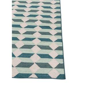 พรมลายเรขาคณิตสีน้ำเงิน รุ่น Adwl-13280 ลายตารางแบบทอเรียบ สำหรับห้องนั่งเล่น ทางเข้าบ้าน ห้องโถง ของวัยรุ่น ขนาด 9x12 ฟุต รูปทรงสี่เหลี่ยมผืนผ้า - Product Image 4