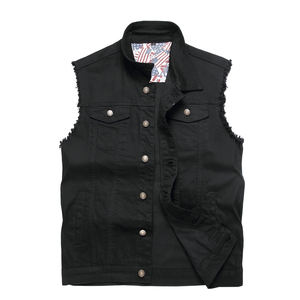 Chaleco Vaquero de Primera Calidad 100% Algodón para Hombre, Reversible, de Secado Rápido, Talla Grande, Cierre de Botones, Cuello Redondo, Transpirable - Product Image 1