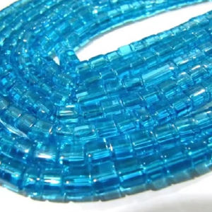 Cuentas de Topacio Azul en Forma de Cubo de 5 mm, Lisas, en Forma de Caja, Cuentas de Piedra de Cuarzo Hidroeléctrico al por Mayor, 10 Pulgadas de Largo por Hilo - Product Image 1