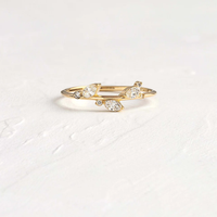 Bijoux en plaqué or personnalisés avec zircon cubique taille marquise de boisseau Bague en feuille de branche d'olivier en argent 925
