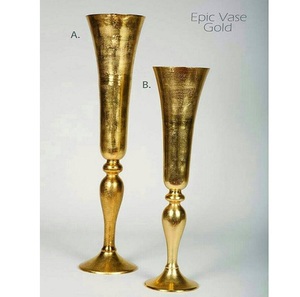 Décoration de la maison Vase à fleurs en métal de haute qualité Vase en forme de trompette de luxe argenté pour dessus de table et décor de salon - Product Image 2
