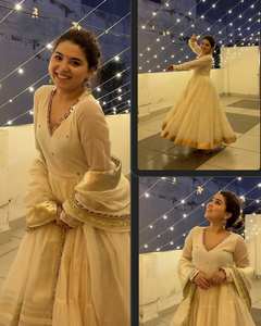 ชุดเดรสผ้าไหมวิชิตรา ปักด้วยด้ายเลื่อม 9 มม. ลายดอกไม้สีทอง  พร้อมเครื่องประดับแฟชั่น สำหรับงานปาร์ตี้ ทุกฤดูกาล - Product Image 6