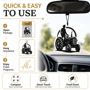 Ambientador de coche de papel colgante de larga duración con diseño personalizado de tractor agrícola, con fragancia y bolsa de vacío de lámina plateada antievaporación - Product Image 3
