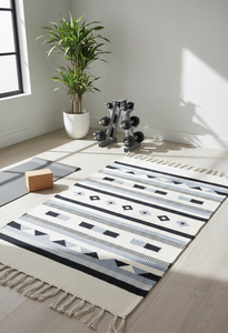 Alfombra de Algodón Afelpado al por Mayor, Tejida con Diseño Floral Moderno, Lavable a Máquina, Reversible en Tres Tonos, para Camping y Hogar - Product Image 2