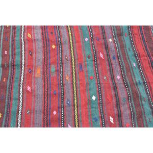 Traditional Red Green Wool <b>Rug</b> 4.6 X 6.1ft Vintage Turkish Patchwork <b>Flat</b> Weave Latex Backing for Living Room Decor for Teens - Product Image 5